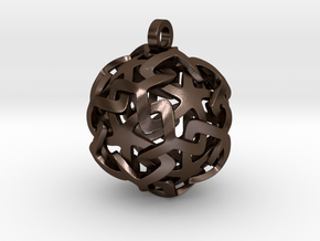 12-Stars sphere pendant in Polished Bronze Steel
