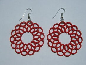 Moebius Round Earrings in Red Processed Versatile Plastic