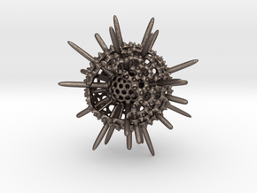Spiky Spumellaria Sculpture - Science Gift in Polished Bronzed Silver Steel: Small