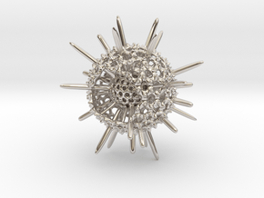 Spiky Spumellaria Sculpture - Science Gift in Rhodium Plated Brass: Small