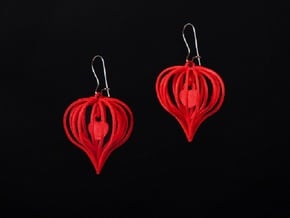 Earrings Heart In Heart - 2 Pcs in White Natural Versatile Plastic