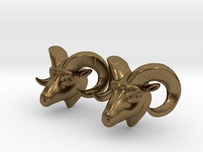 Ram head earrings in Natural Bronze