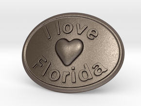 I Love Florida Belt Buckle in Polished Bronzed Silver Steel