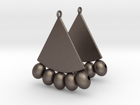 Egyptian Earrings in Polished Bronzed Silver Steel: Medium
