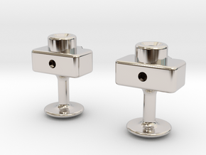 Mini DSLR Camera - Cufflinks in Rhodium Plated Brass