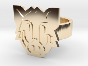 Boar Ring in 14k Gold Plated Brass: 8 / 56.75