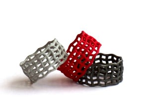 Spider web nested ring  in Black Natural Versatile Plastic