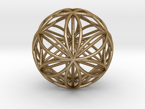 Double Hexasphere w/nested Hexahedron 2.2" (nb) in Polished Gold Steel
