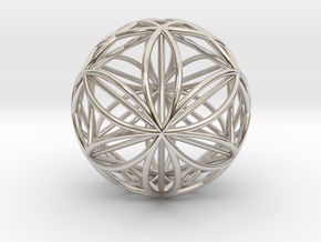 Double Hexasphere w/nested Hexahedron 2.2" (nb) in Rhodium Plated Brass