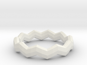 Zig Zag Ring in White Natural Versatile Plastic: 4 / 46.5