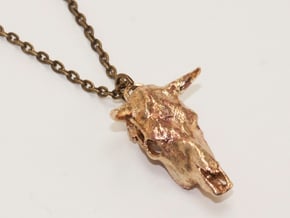 Bull With Horns Pendant in Natural Bronze
