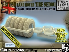 1/35 Land Rover 750x16 Tires And Wheels Set001 in Smooth Fine Detail Plastic