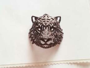 Tiger Head Pendant in Polished Bronze Steel