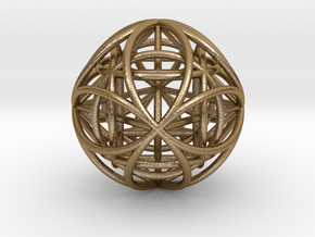OctaHexasphere w/ nested Platonic Solids 1.7" (nb) in Polished Gold Steel