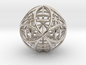 OctaHexasphere w/ nested Platonic Solids 1.7" (nb) in Rhodium Plated Brass