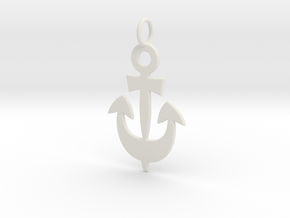 Anchor Symbol Pendant Charm in White Natural Versatile Plastic