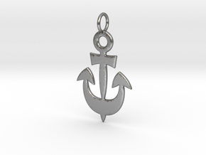 Anchor Symbol Pendant Charm in Natural Silver