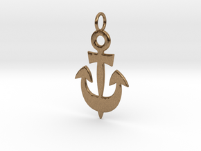 Anchor Symbol Pendant Charm in Natural Brass
