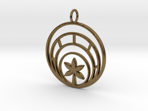 Plant In Circle Pendant Charm in Natural Bronze