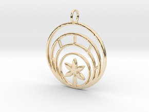 Plant In Circle Pendant Charm in 14k Gold Plated Brass