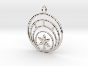 Plant In Circle Pendant Charm in Rhodium Plated Brass