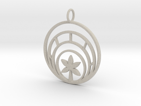 Plant In Circle Pendant Charm in Natural Sandstone