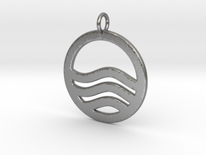 Sea Ocean Waves Symbol Pendant Charm in Natural Silver