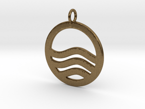 Sea Ocean Waves Symbol Pendant Charm in Natural Bronze
