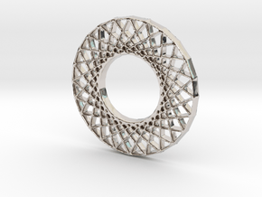 Modern Abstract Geometric Pendant in Platinum