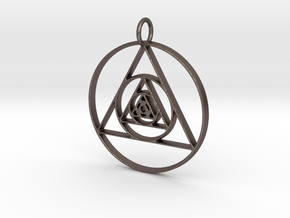 Modern Abstract Circles And Triangles Pendant in Polished Bronzed Silver Steel