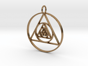 Modern Abstract Circles And Triangles Pendant in Natural Brass