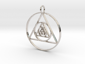 Modern Abstract Circles And Triangles Pendant in Platinum