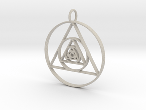Modern Abstract Circles And Triangles Pendant in Natural Sandstone