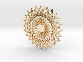 Stylized Sun Modern Pendant Charm in 14k Gold Plated Brass