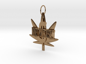 Money Power Respect Weed Pendant in Natural Brass