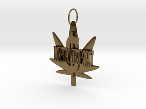 Money Power Respect Weed Pendant in Natural Bronze