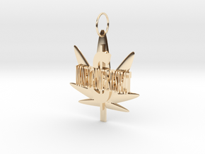 Money Power Respect Weed Pendant in 14K Yellow Gold