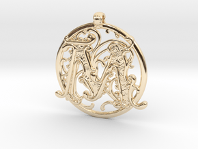 Fantasy "M" Pendant in 14k Gold Plated Brass