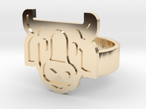 Cow Ring in 14k Gold Plated Brass: 8 / 56.75