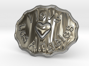 I Love Los Angeles Belt Buckle in Fine Detail Polished Silver