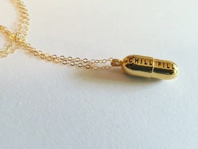 Chill Pill Pendant in 18k Gold Plated Brass