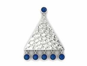 Sterling Silver Triangle & Lapis Earrings in Polished Silver