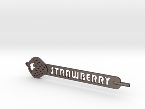 Strawberry Plant Stake in Polished Bronzed Silver Steel