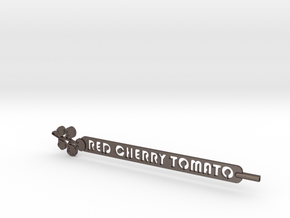 Red Cherry Tomato Plant Stake in Polished Bronzed Silver Steel