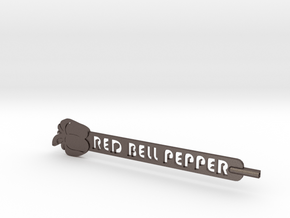 Red Bell Pepper Plant Stake in Polished Bronzed Silver Steel