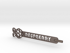 Raspberry Plant Stake in Polished Bronzed Silver Steel