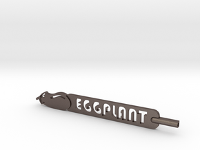 Eggplant Plant Stake in Polished Bronzed Silver Steel
