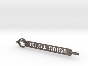 Yellow Onion Plant Stake in Polished Bronzed Silver Steel
