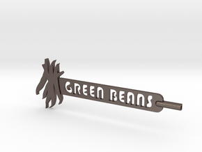 Green Beans Plant Stake in Polished Bronzed Silver Steel