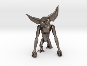 LowPoly Gremlin inspired Phone Holder in Polished Bronzed Silver Steel